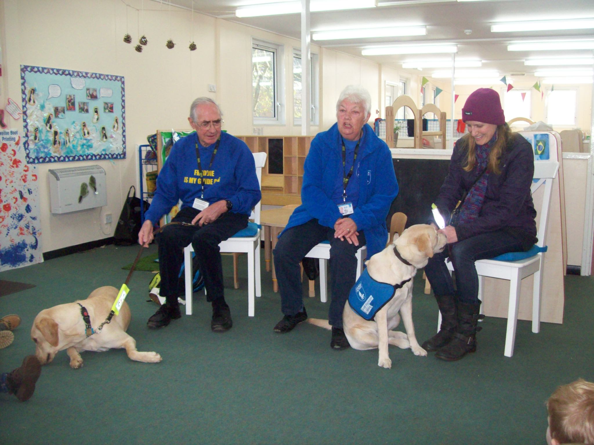 Guide dogs help children learn about the world around them.